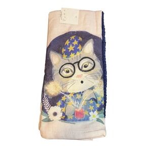 Novelty Cat in Wizard Hat Kitchen Towel Set, Decorative Linen Towels